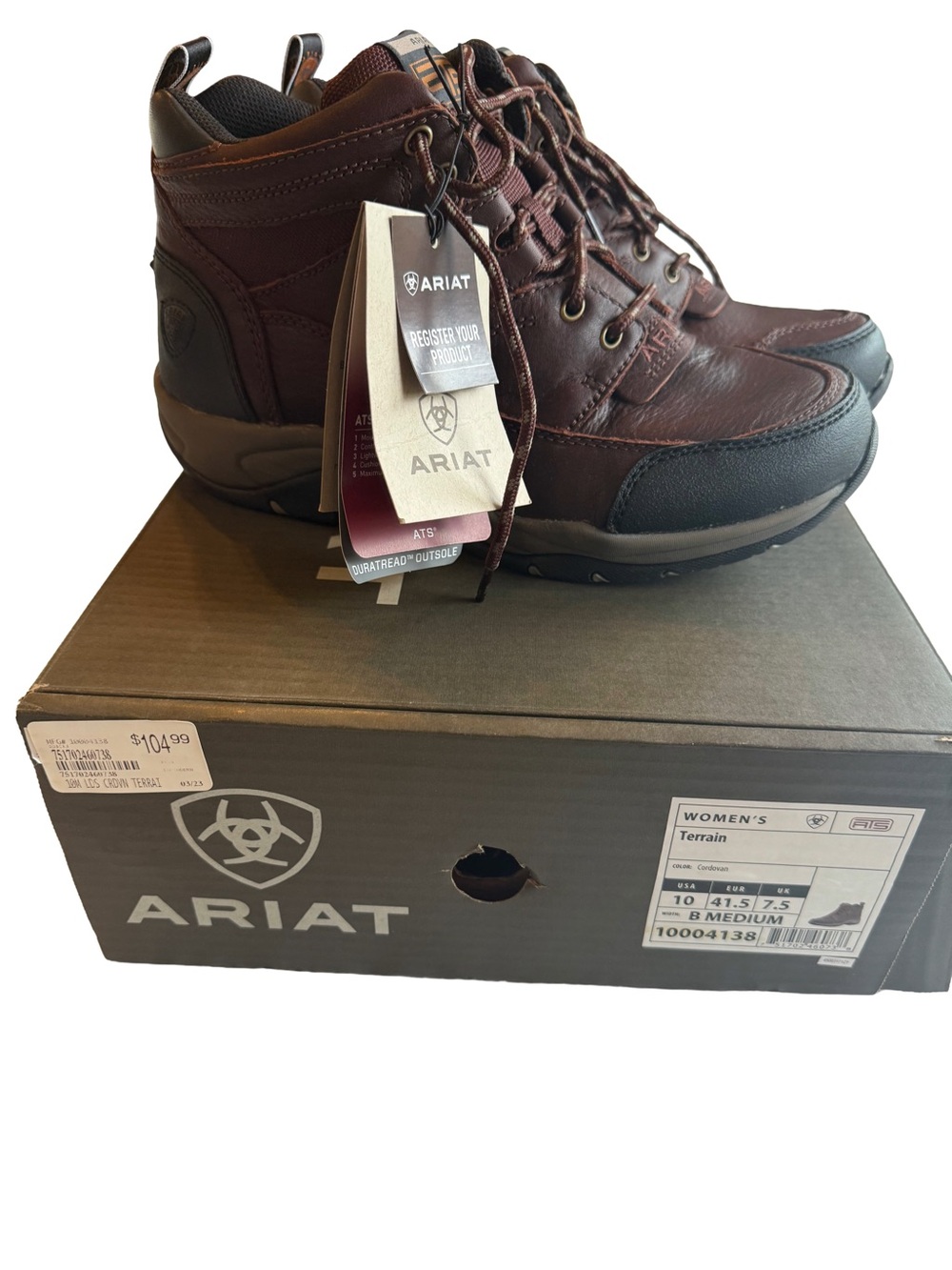 Women’s Ariat Brown and Black Leather Hiking Boots size 10